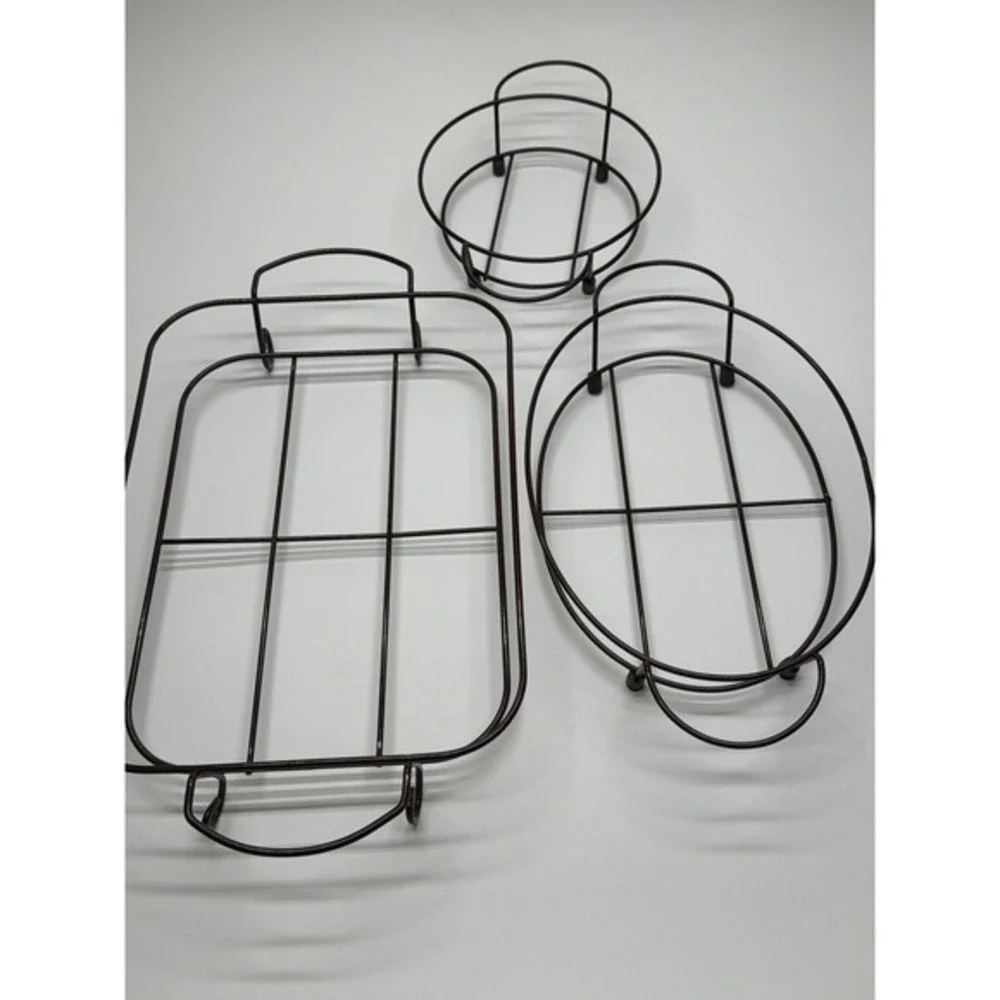 Temptations Floral Lace Blue‎ Ceramic Bakeware Set 3 Pieces with Metal Racks